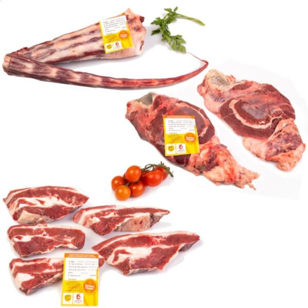 Lote Rabo de ternera 1Kg + Carrillera de Ternera 1Kg + Churrasco sin hueso 1kg